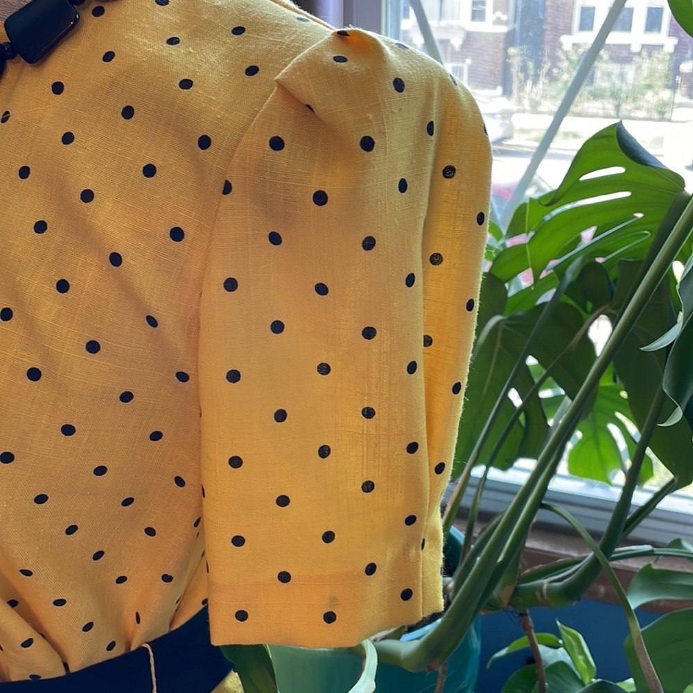 Vintage Damon II yellow dress with black polka dots - Picture 11 of 13